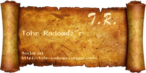 Tohr Radomér névjegykártya